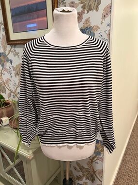 Zadig & Voltaire Camille Raye Black and White Striped Long-Sleeve Top
